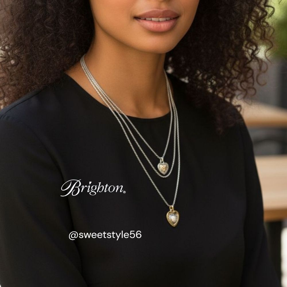 BRIGHTON "Rendezvous" Silver And Gold Heart Necklace... Minimalist